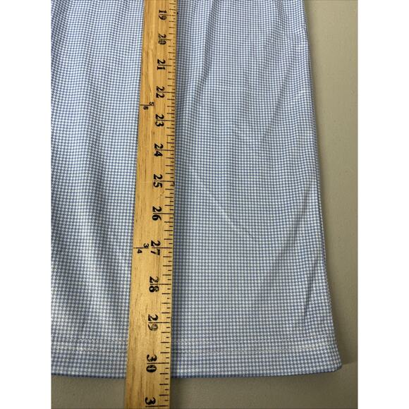Collars & Co Polo Shirt Mens L Blue Houndstooth Performance Golf Dress Collar - Picture 5 of 8